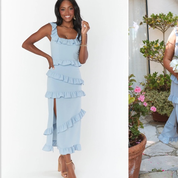 Show Me Your MuMu Greta dress Steele blue size s - Picture 2 of 5